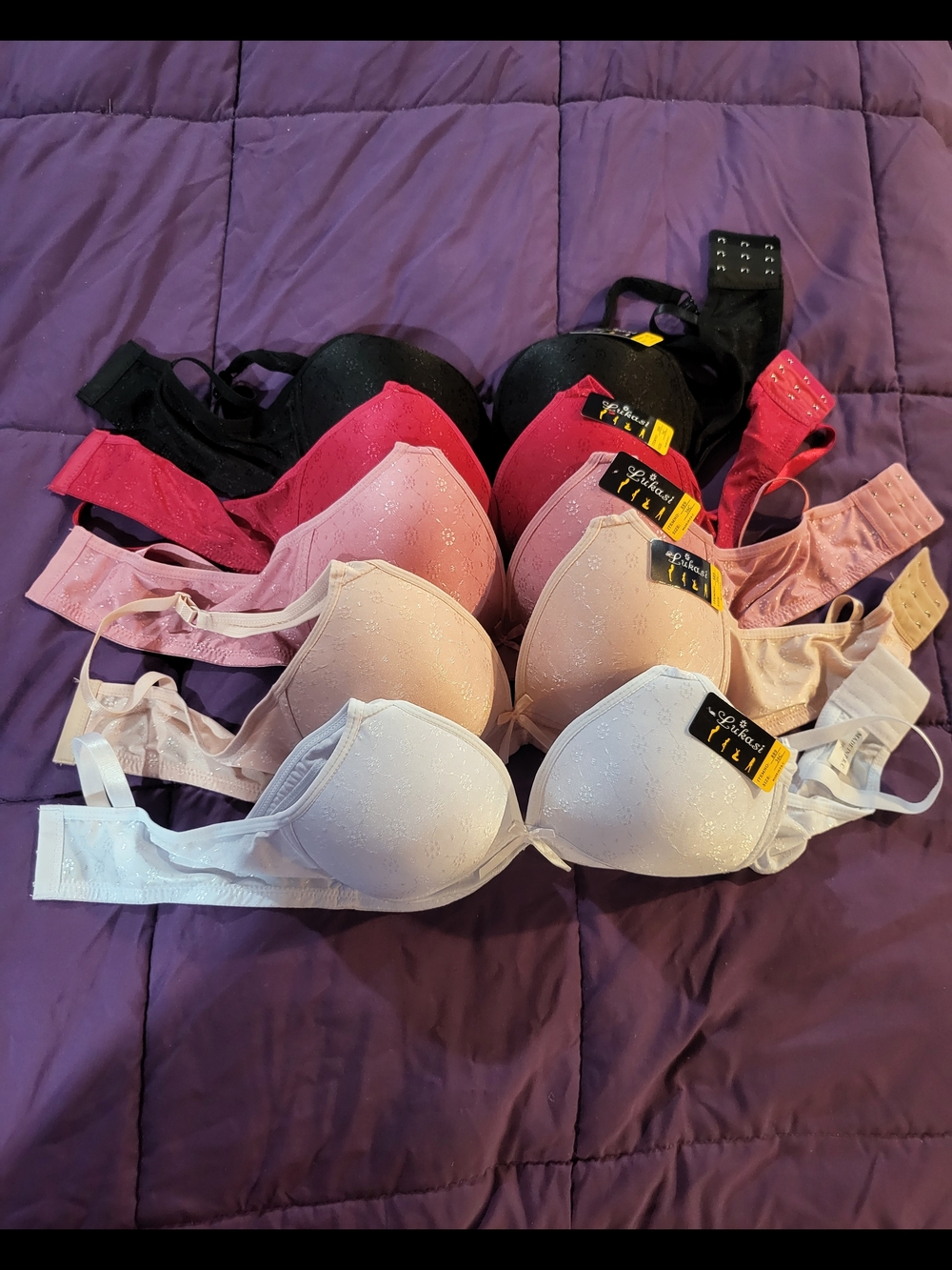 lukka Women’s Mixed Color Padded Bras - White, Pink, Red, Black Set Of 5